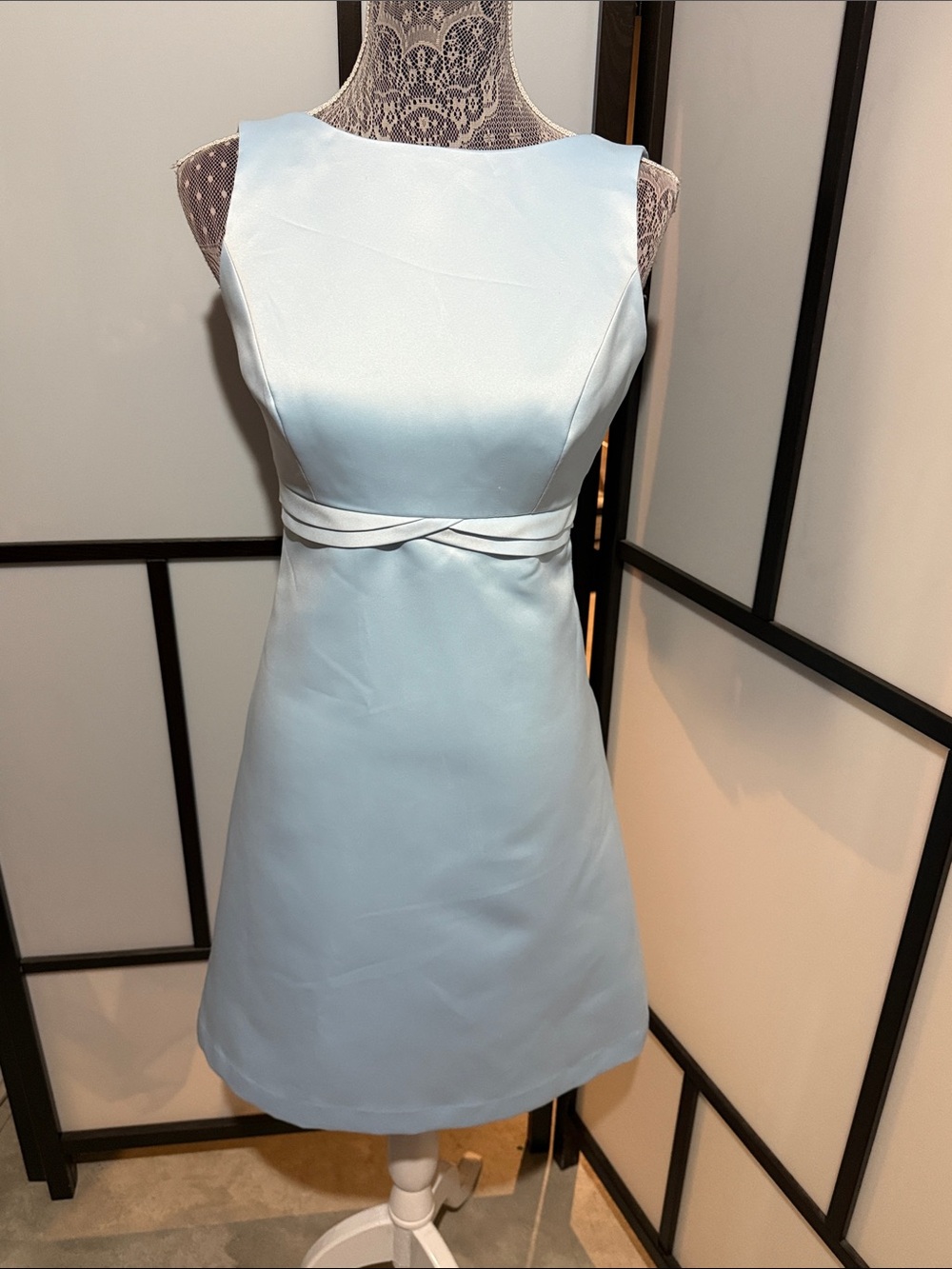 ALFRED SUNG Light Blue Sleeveless A-Line Mini Dress